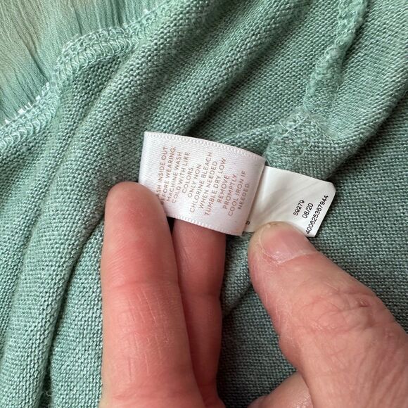 LC Lauren Conrad Small Teal Knit Top Ruffle Chiffon Hem Long Sleeve - Picture 4 of 5